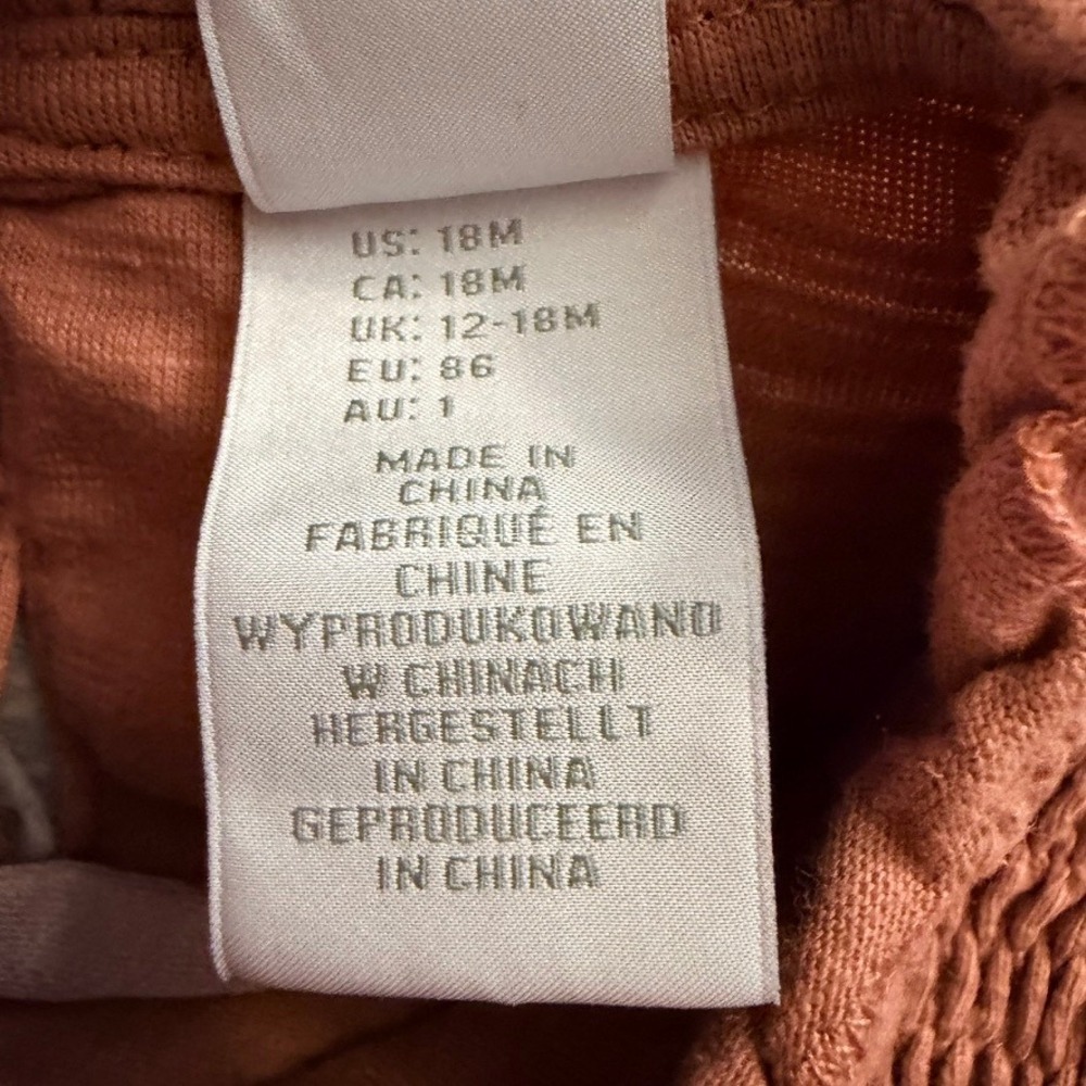 Tahari Baby Girl 18M Smocked Long Sleeve Top Terracotta Orange Ruffle Neck - Picture 7 of 9
